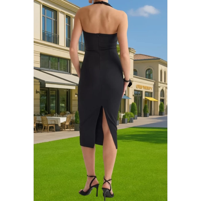 Midi Boy Elbise Vücut Şekillendirici Tasarım Polyester Elastan Premium Kalite Seçkin Malzeme
