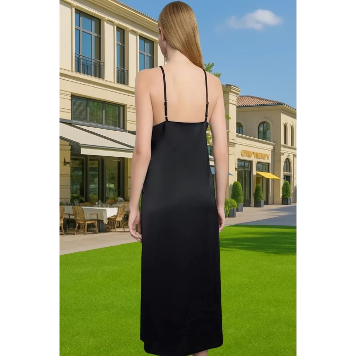 Midi Boy Saten Abiye Elbise Cut Out Detaylarla Şıklık Modern Stil Dayanıklı Malzeme Uzun Ömürlü