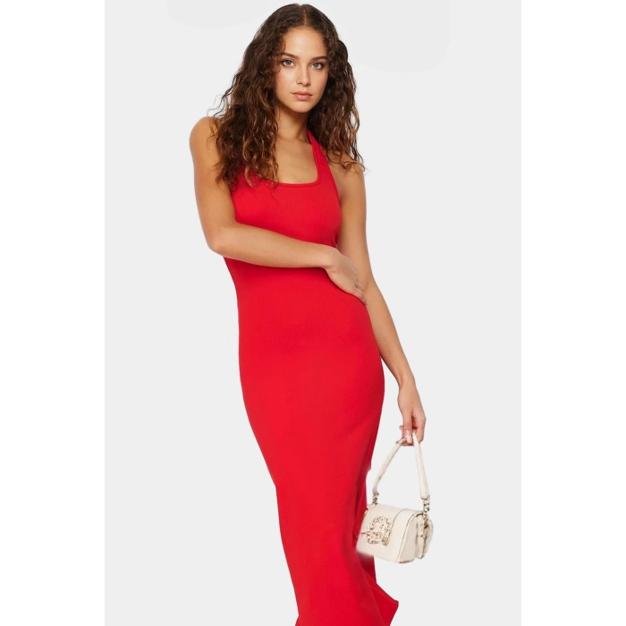 Midi Elbise Esnek Örme Kumaş Bodycon Kalıp Günlük Stil Kaliteli İşçilik Seçkin Malzeme