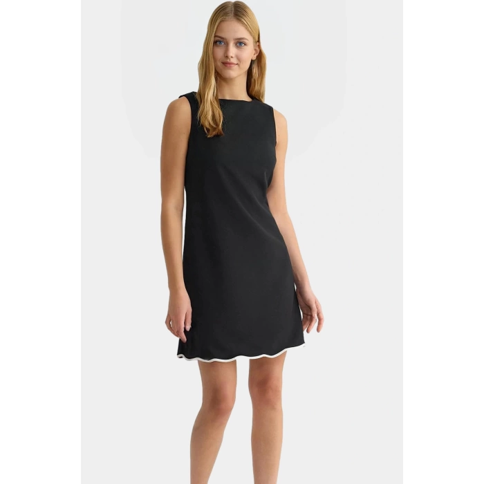 Mini A Line Dokuma Elbise 88% Polyester 12% Elastan Yazlık Şık Görünüm Rahat Kullanım