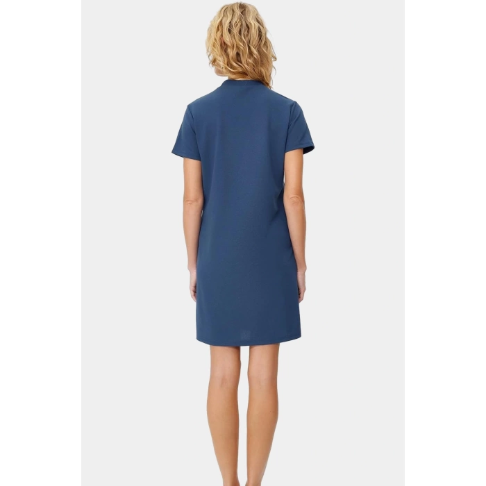 Mini Krep Elbise Shift Kalıp Cep Detaylı Polyester Kumaş Günlük Stil Şık Görünüm Uzun Ömürlü