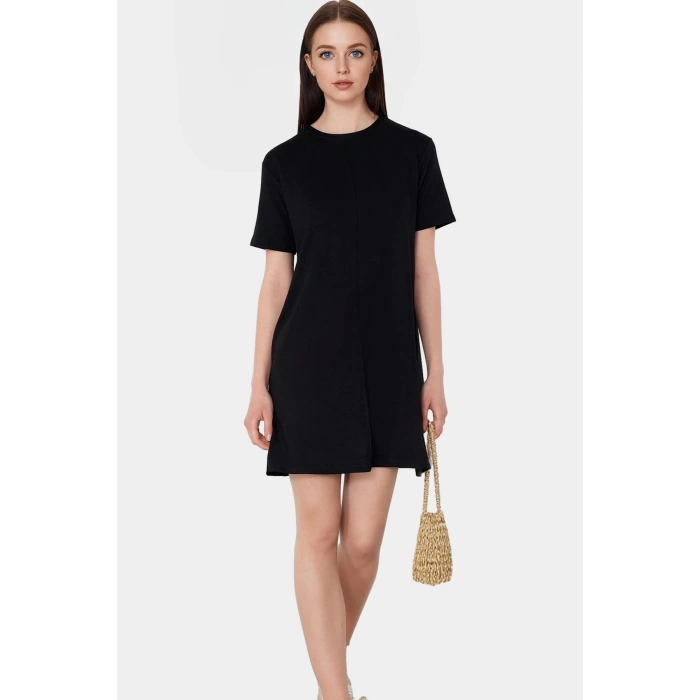 Mini T shirt Elbise Viskon Süprem Kumaş Bisiklet Yaka Rahat ve Şık Yüksek Kalite