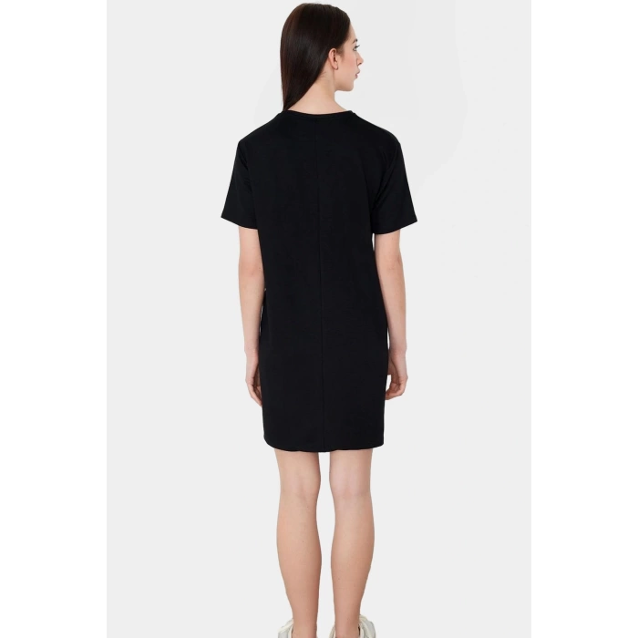 Mini T shirt Elbise Viskon Süprem Kumaş Bisiklet Yaka Rahat ve Şık Yüksek Kalite