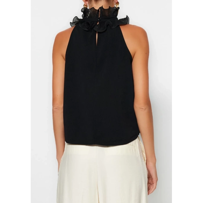 Fashion Halter Neck Knitted Regular Plain Pattern Casual Daily Regular Sleeveless Blouse