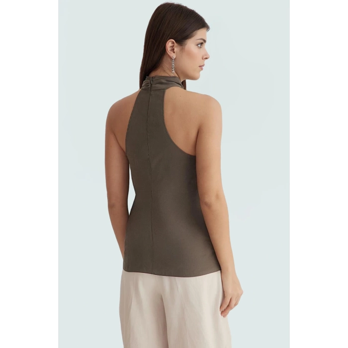 Modal Halter Yaka Bluz Rahat Kesim Yazlık Ve Şık Konforlu