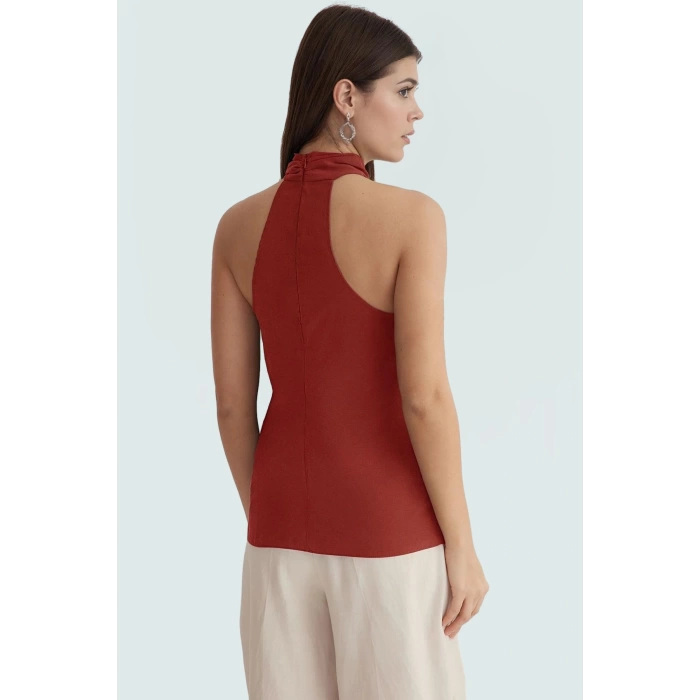 Modal Halter Yaka Bluz Rahat Kesim Yazlık Ve Şık Konforlu