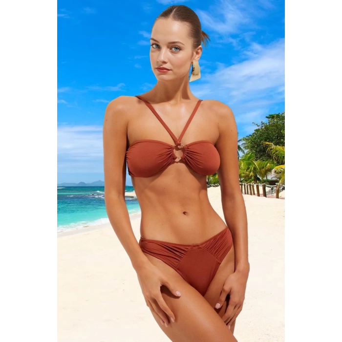 Modern Çapraz Bikini Takımı Plaj Ve Havuz İçin Klora Dayanıklı Hızlı Kuruyan Özel Tasarım