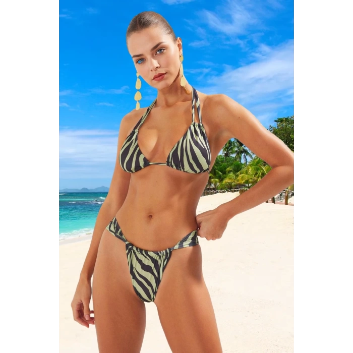 Modern Desenli Bikini Takımı Özel Tasarım UV Korumalı Ergonomik Kesim Klora Dayanıklı