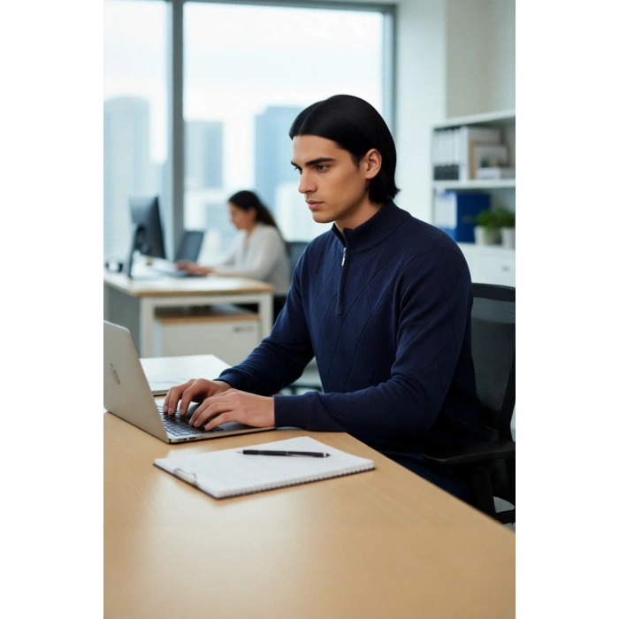 Modern Erkek Regular Kalıp Pamuklu Triko Yarım Balıkçı Fermuarlı Baklava Desenli Kazak Stili