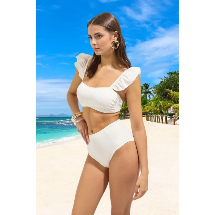 Modern Fırfırlı Bikini Takımı Özel Tasarım Premium Kalite Klora Dayanıklı Su Sporları İçin