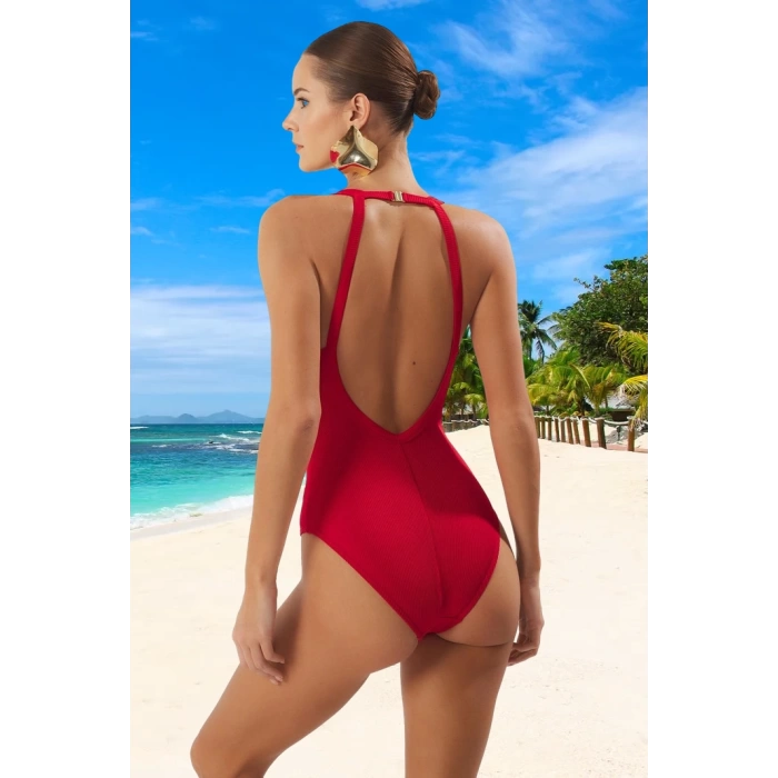 Modern Halter Mayo Klora Dayanıklı Havuz Mayosu Şık Detaylı Su Sporu Kıyafeti Swimsuit