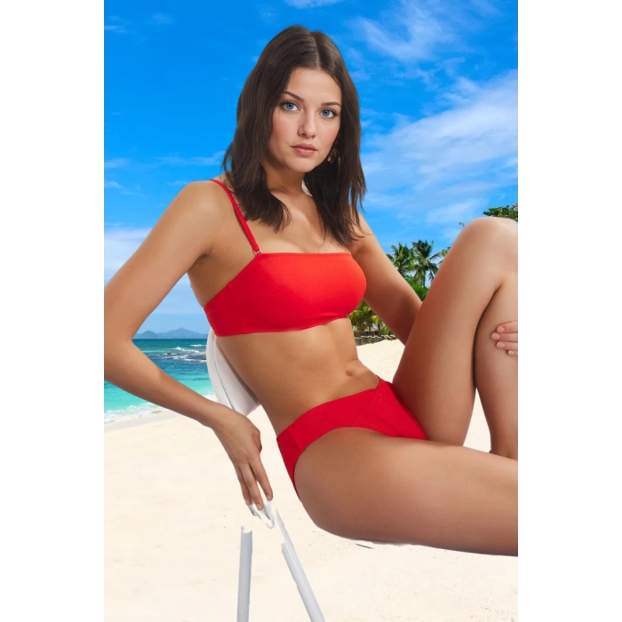 Modern Straplez Bikini Takımı Su Sporları İçin Yaz Koleksiyonu Şık Detaylı Klora Dayanıklı