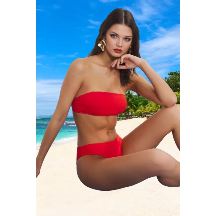 Modern Straplez Bikini Takımı Su Sporları İçin Yaz Koleksiyonu Şık Detaylı Klora Dayanıklı