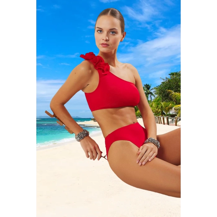 Modern Tek Omuz Bikini Takımı Plaj Ve Havuz İçin Ergonomik Kesim UV Korumalı Hızlı Kuruyan