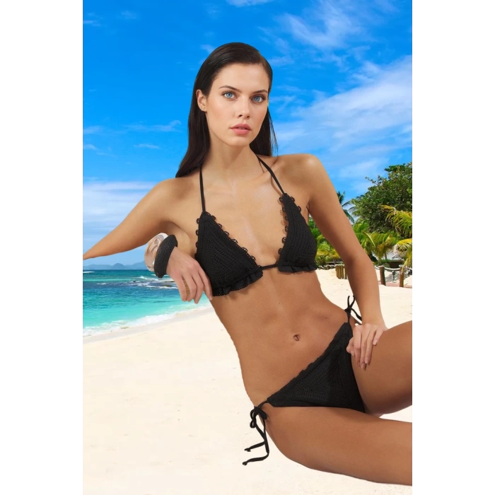 Modern Üçgen Bikini Takımı UV Korumalı Esnek Kumaş Klora Dayanıklı Su Sporları İçin