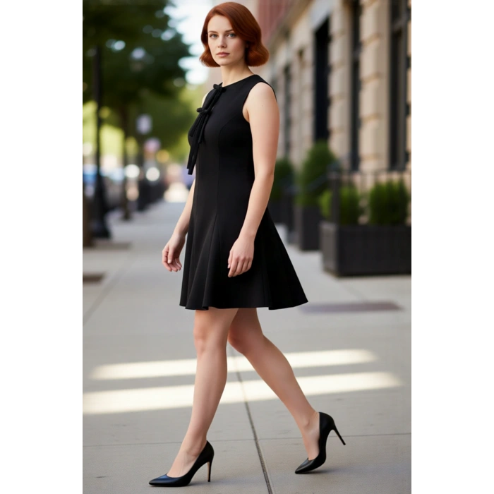 Mor Renk Kadın Büyük Beden Düz Desen Kolsuz Kısa A Line Dokuma Elbise Ofis ve Günlük Kombinler