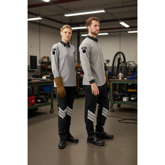 Münih Uzun Kol Güvenlik T-shirt Gri-füme