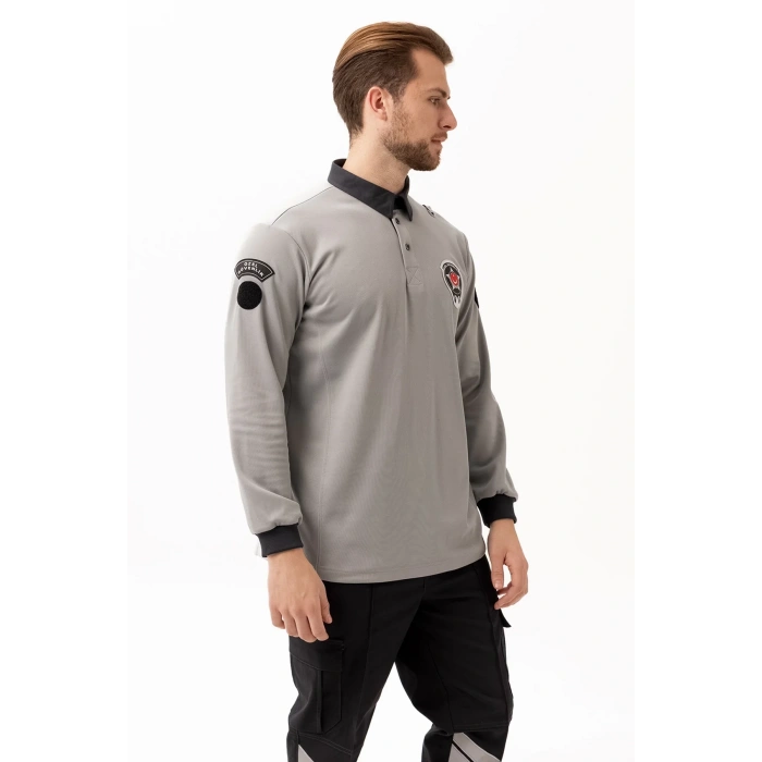 Münih Uzun Kol Güvenlik T-shirt Gri-füme