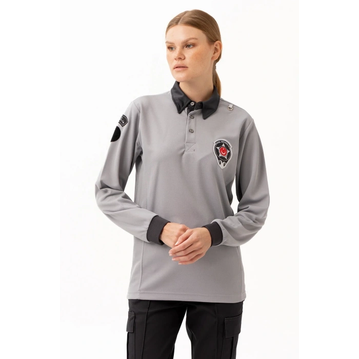 Münih Uzun Kol Güvenlik T-shirt Gri-füme