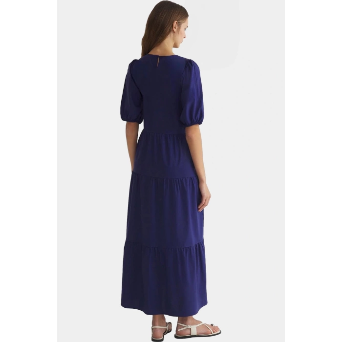 Nakışlı Maxi Elbise Pamuklu Polyester Dokuma Yazlık Günlük Trend Tasarım Seçkin Malzeme