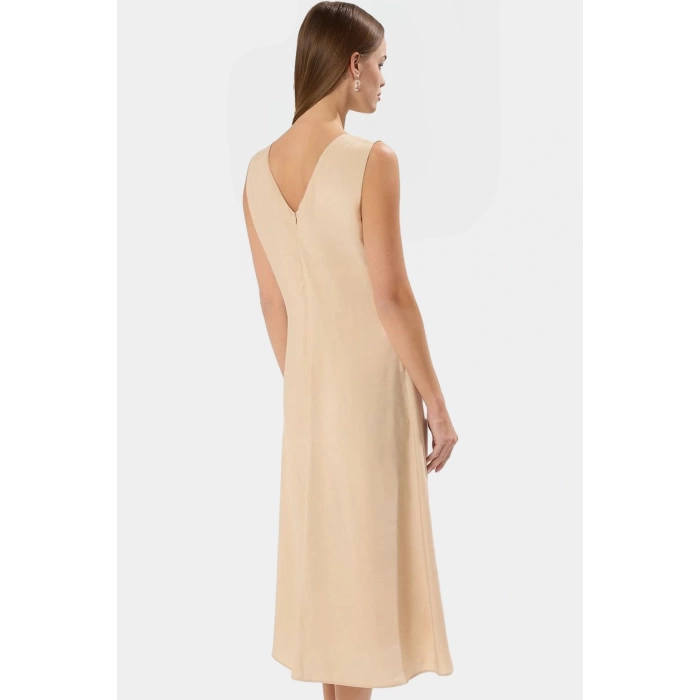 Nefes Alabilir Polyester Dokuma Midi Elbise Rahat Günlük Kullanım Konforlu Kesim Uzun Ömürlü