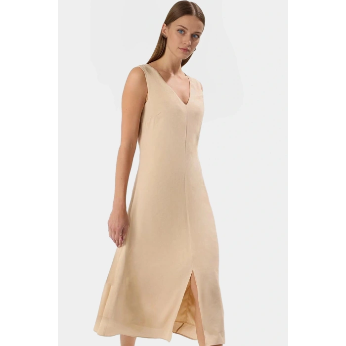 Nefes Alabilir Polyester Dokuma Midi Elbise Rahat Günlük Kullanım Konforlu Kesim Uzun Ömürlü