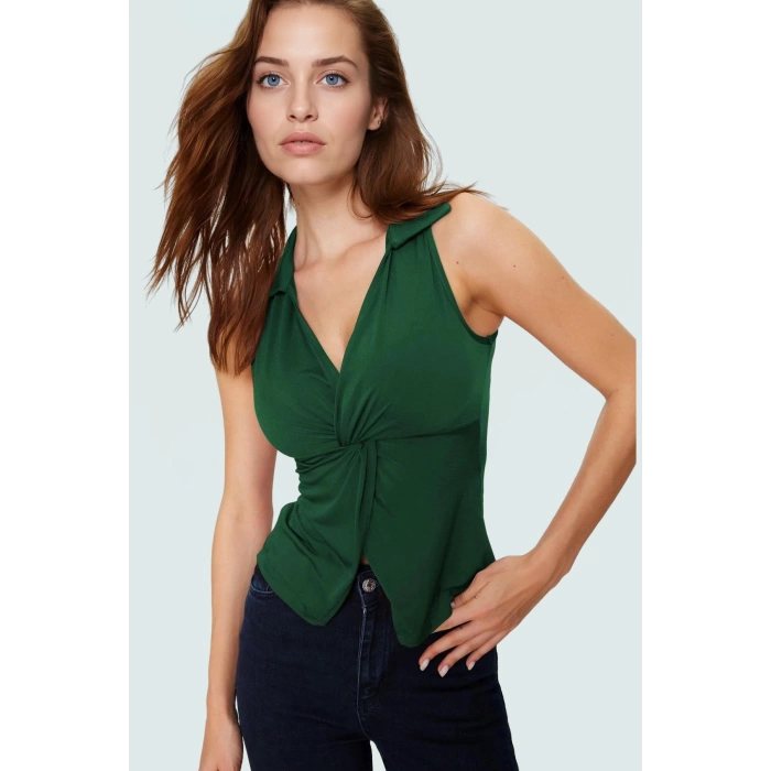Nefes Alan Örme Bluz Polo Yaka Fitted Yaz Koleksiyonu Rahat Ve Şık Günlük Kullanım İçin