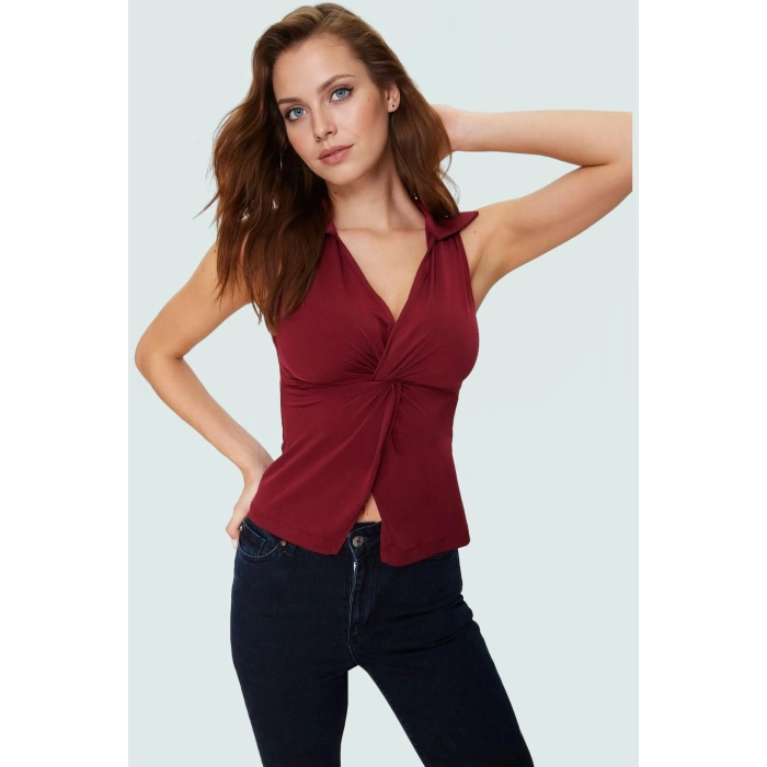 Nefes Alan Örme Bluz Polo Yaka Fitted Yaz Koleksiyonu Rahat Ve Şık Günlük Kullanım İçin