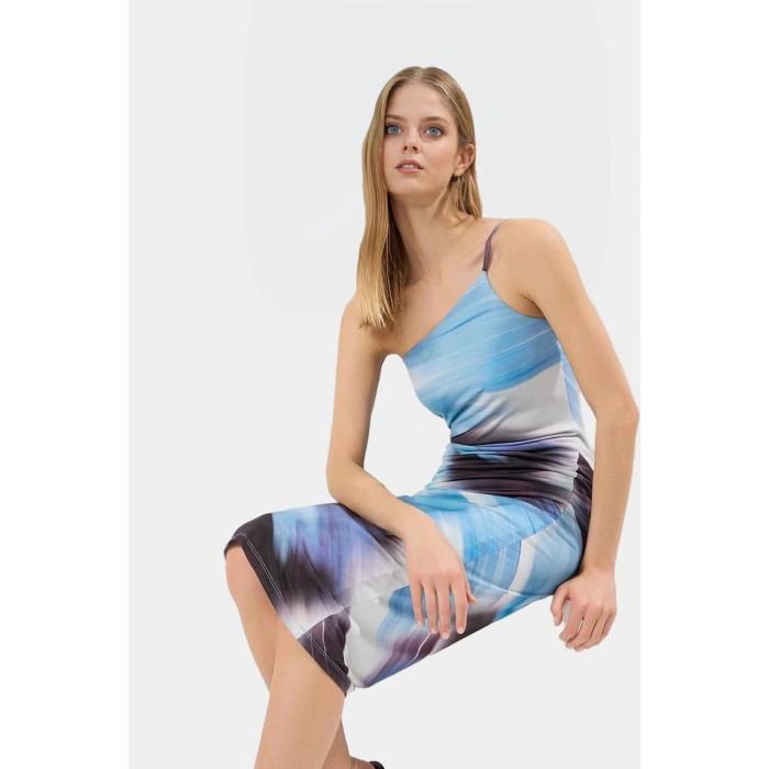 Nefes Alan Örme Midi Elbise Kolsuz Bodycon Kalıp Polyester Elastan Günlük Şıklık Özenle Seçilmiş