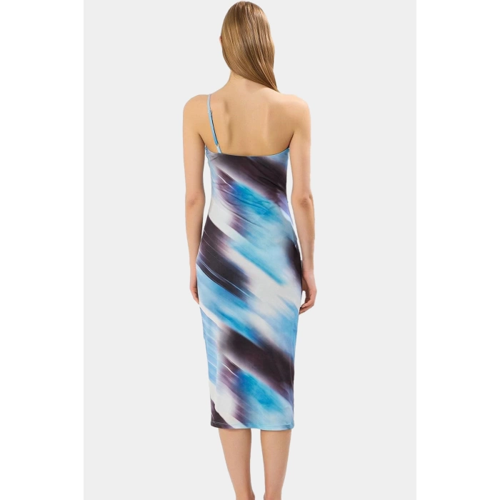 Nefes Alan Örme Midi Elbise Kolsuz Bodycon Kalıp Polyester Elastan Günlük Şıklık Özenle Seçilmiş