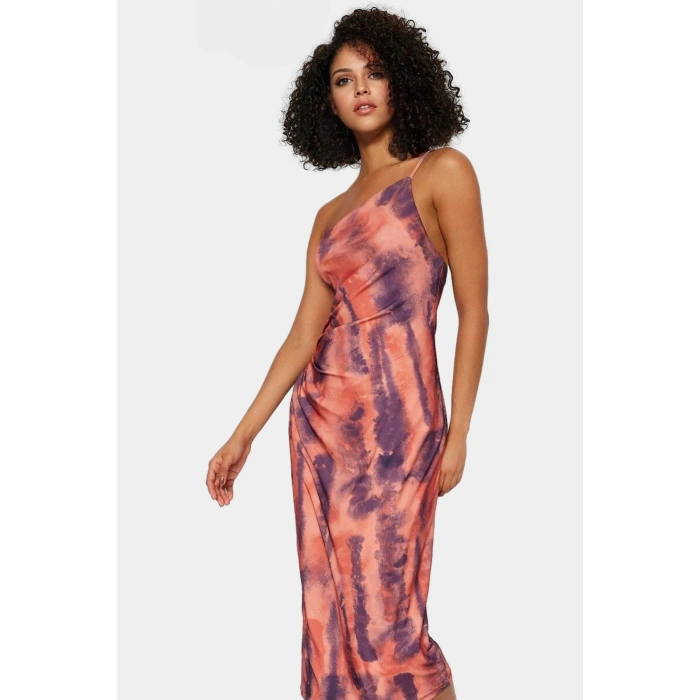 Nefes Alan Örme Midi Elbise Kolsuz Bodycon Kalıp Polyester Elastan Günlük Şıklık Özenle Seçilmiş