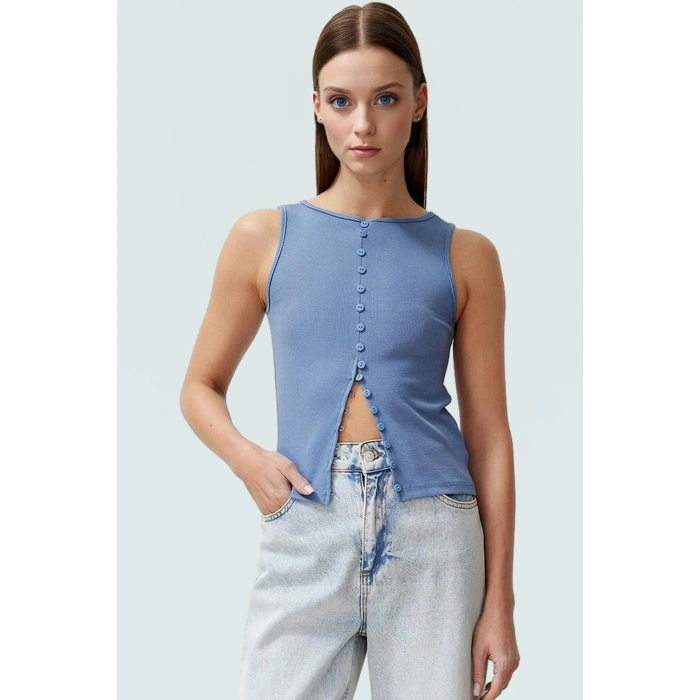 Nefes Alan Pamuklu Bluz Düğmeli Fitted Asimetrik Yazlık Modern Stil Özel Tasarım Uzun Ömürlü