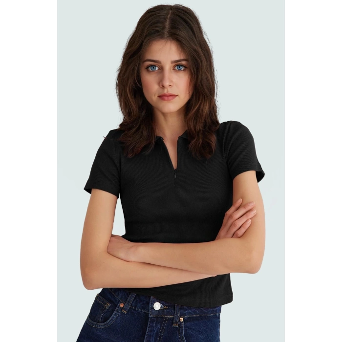 Nefes Alan Pamuklu Kaşkorse Bluz Fitted Polo Yaka Mükemmel Uyum Günlük Kullanım İçin