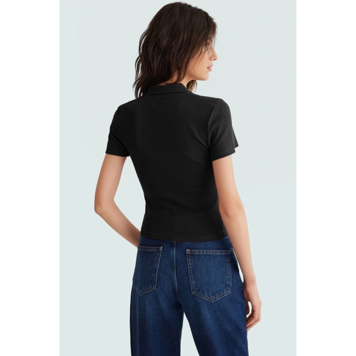 Nefes Alan Pamuklu Kaşkorse Bluz Fitted Polo Yaka Mükemmel Uyum Günlük Kullanım İçin