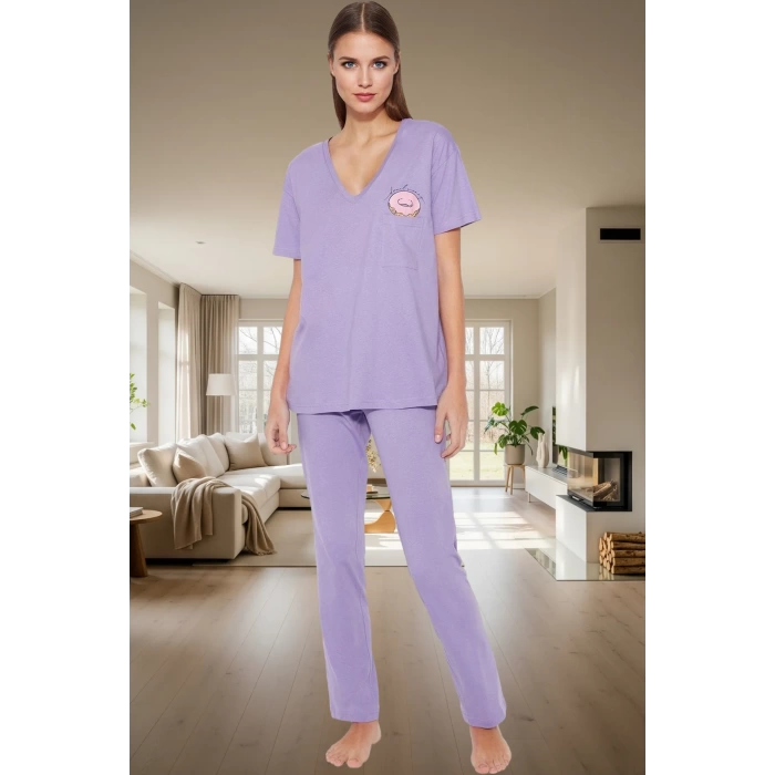 Nefes Alan Pamuklu Pijama Takımı Regular Kalıp Cep Detaylı Yüksek Kalite