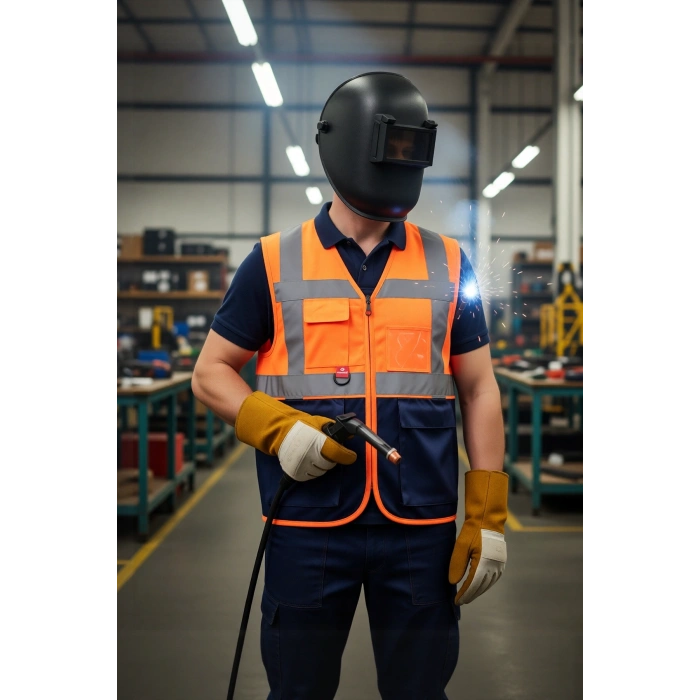 Neon İş Güvenliği Yeleği Çok Cepli Abisko Executive Reflektörlü Yüksek Görünürlüklü Fonksiyonel