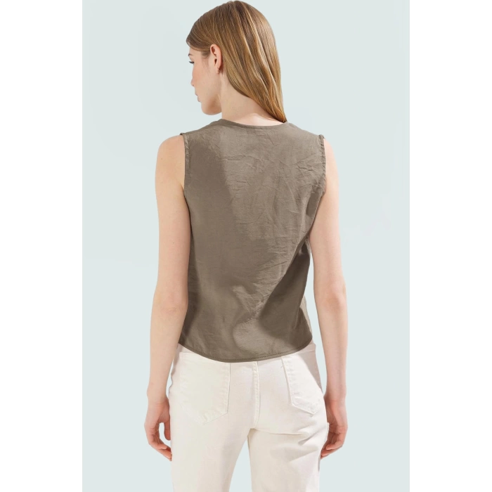 Omuz Büzgülü Kolsuz Bluz Viskoz Kumaştan İş ve Günlük Modern Stil Premium Kalite Rahat Şık
