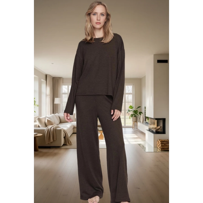 Örme Kaşkorse Pijama Takımı Rahat Kışlık 2 Parça Zarifane Tasarım Seçkin Malzeme