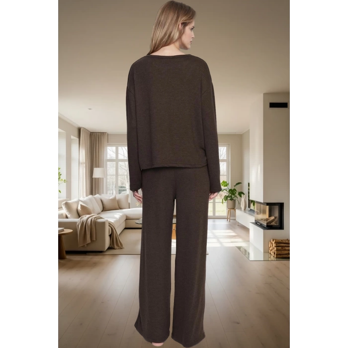 Örme Kaşkorse Pijama Takımı Rahat Kışlık 2 Parça Zarifane Tasarım Seçkin Malzeme