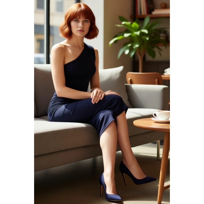 Örme Kumaşlı Tek Omuzlu Midi Elbise Bodycon Kesim Rahat ve Şık Kullanım Uzun Ömürlü