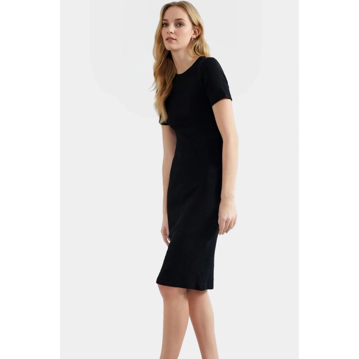 Örme Midi Elbise Bodycon Kalıp Bisiklet Yaka Günlük Kullanım Rahat