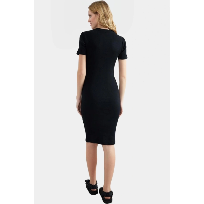 Örme Midi Elbise Bodycon Kalıp Bisiklet Yaka Günlük Kullanım Rahat