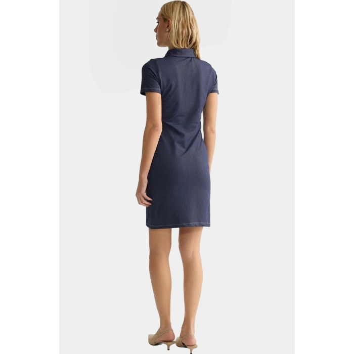 Örme Mini Elbise Bodycon Kalıp Polo Yaka Pamuklu Kumaş Günlük Stil Uzun Ömürlü Seçkin Malzeme