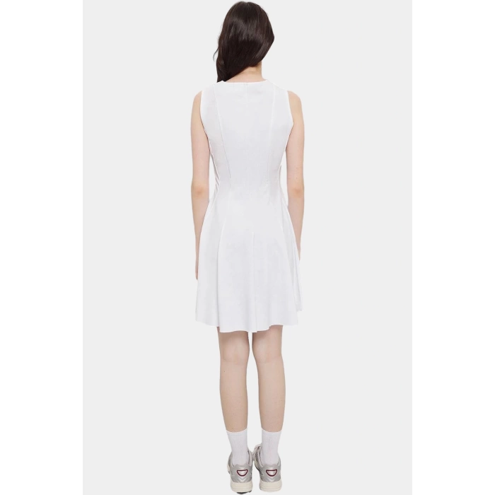 Örme Mini Elbise Volanlı Etek Bisiklet Yaka 88 cm Boy Rahat Günlük Seçkin Malzeme Şık Görünüm