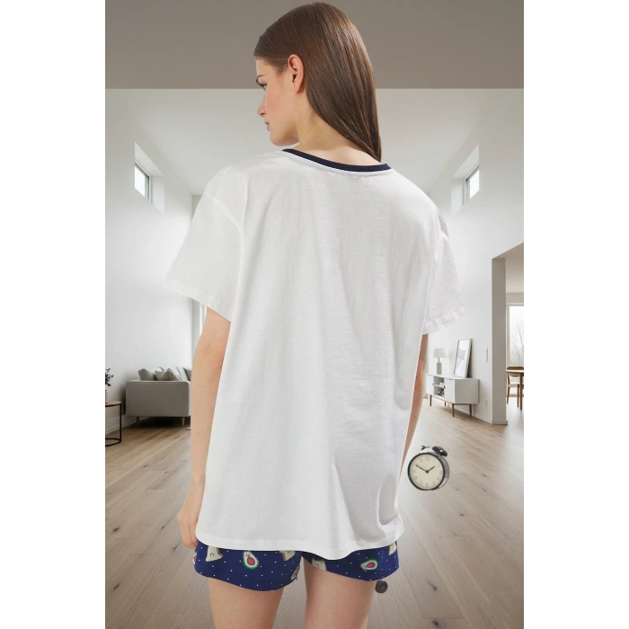 Örme Pamuklu Kadın Pijama Takımı Rahat Nefes Alabilir Avokado Desenli Uzun Ömürlü Kullanım