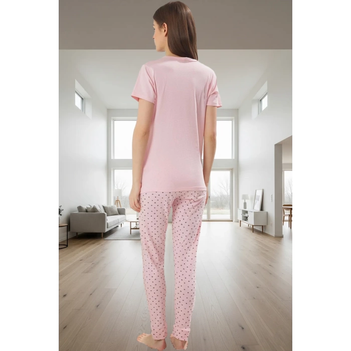 Örme Pamuklu Pijama Takımı; Bisiklet Yaka Galaksi Baskı 2li Kaliteli İşçilik