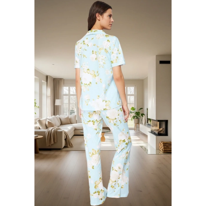 Örme Pijama Takımı %100 Pamuk Çiçek Desenli Rahat ve Şık Premium Kalite Özel Tasarım