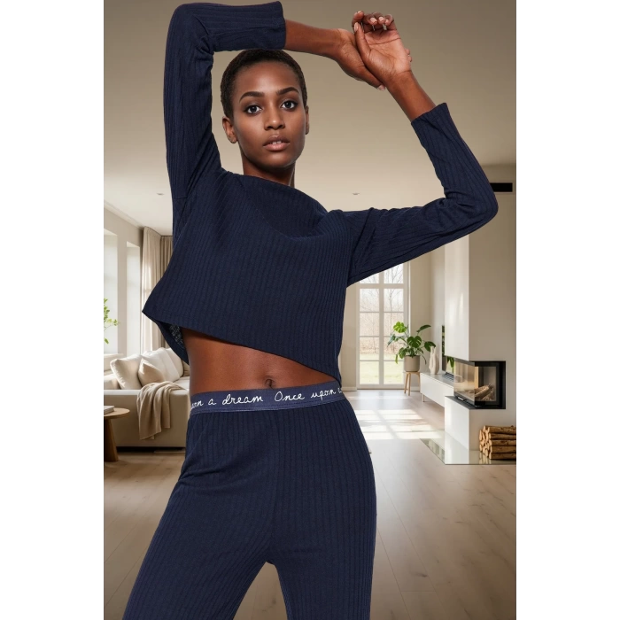 Örme Pijama Takımı Lastikli Regular Geniş Paça 2 Parça Rahat Günlük Özel Tasarım