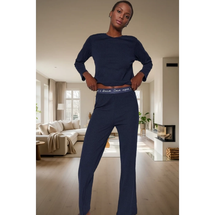 Örme Pijama Takımı Lastikli Regular Geniş Paça 2 Parça Rahat Günlük Özel Tasarım