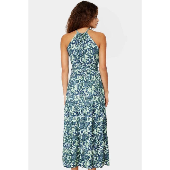 Örme Polyester Maxi Elbise Kolsuz A line Halter Yaka Şık Görünüm Zarifane Tasarım Yüksek Kalite